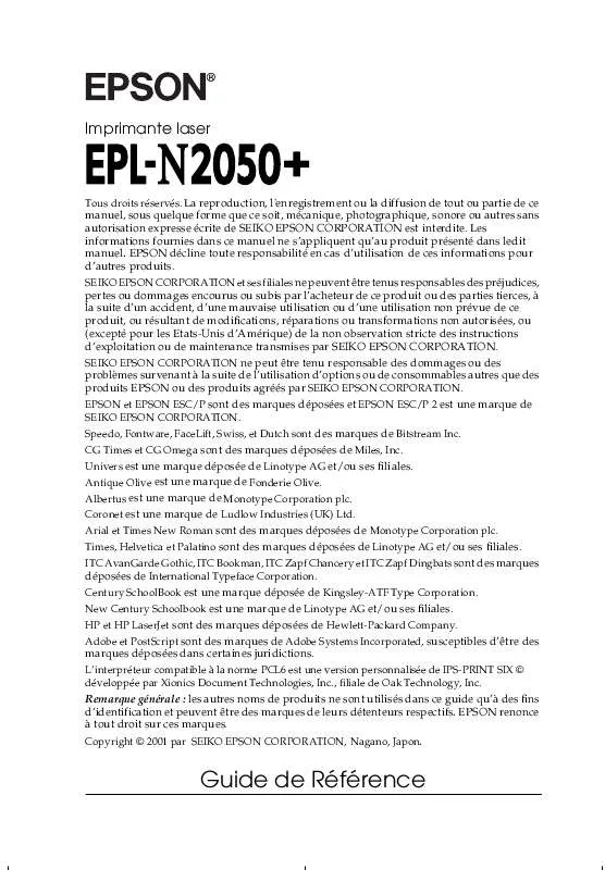 Mode d'emploi EPSON EPL-N2050+