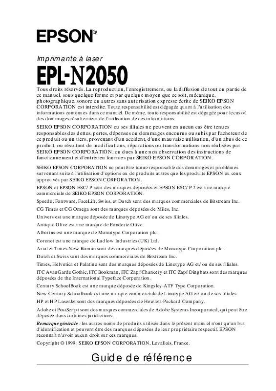 Mode d'emploi EPSON EPL-N2050