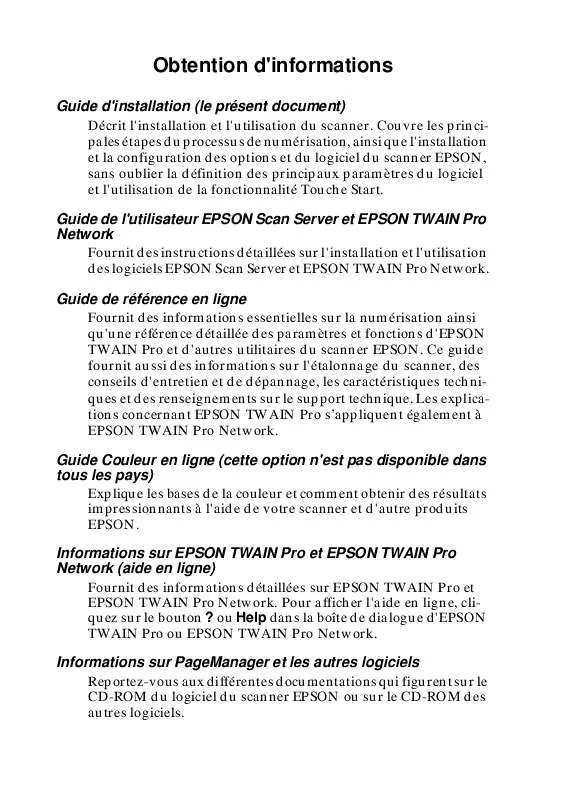 Mode d'emploi EPSON GT-10000+