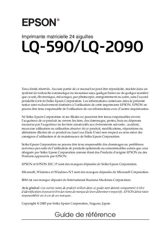 Mode d'emploi EPSON LS-2090