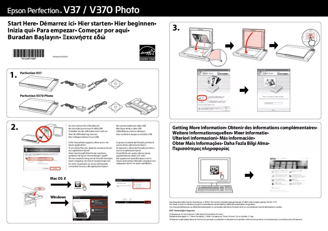 Mode d'emploi EPSON PERFECTION V37