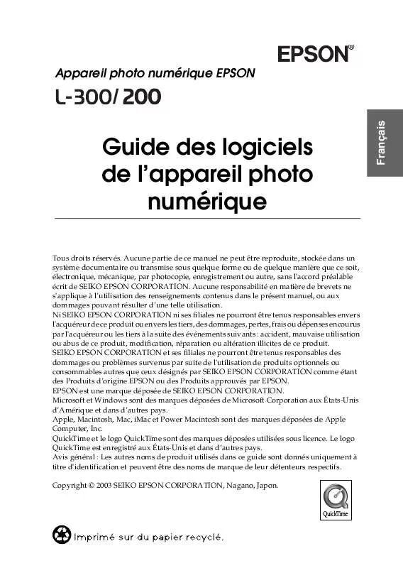 Mode d'emploi EPSON PHOTOPC L-300