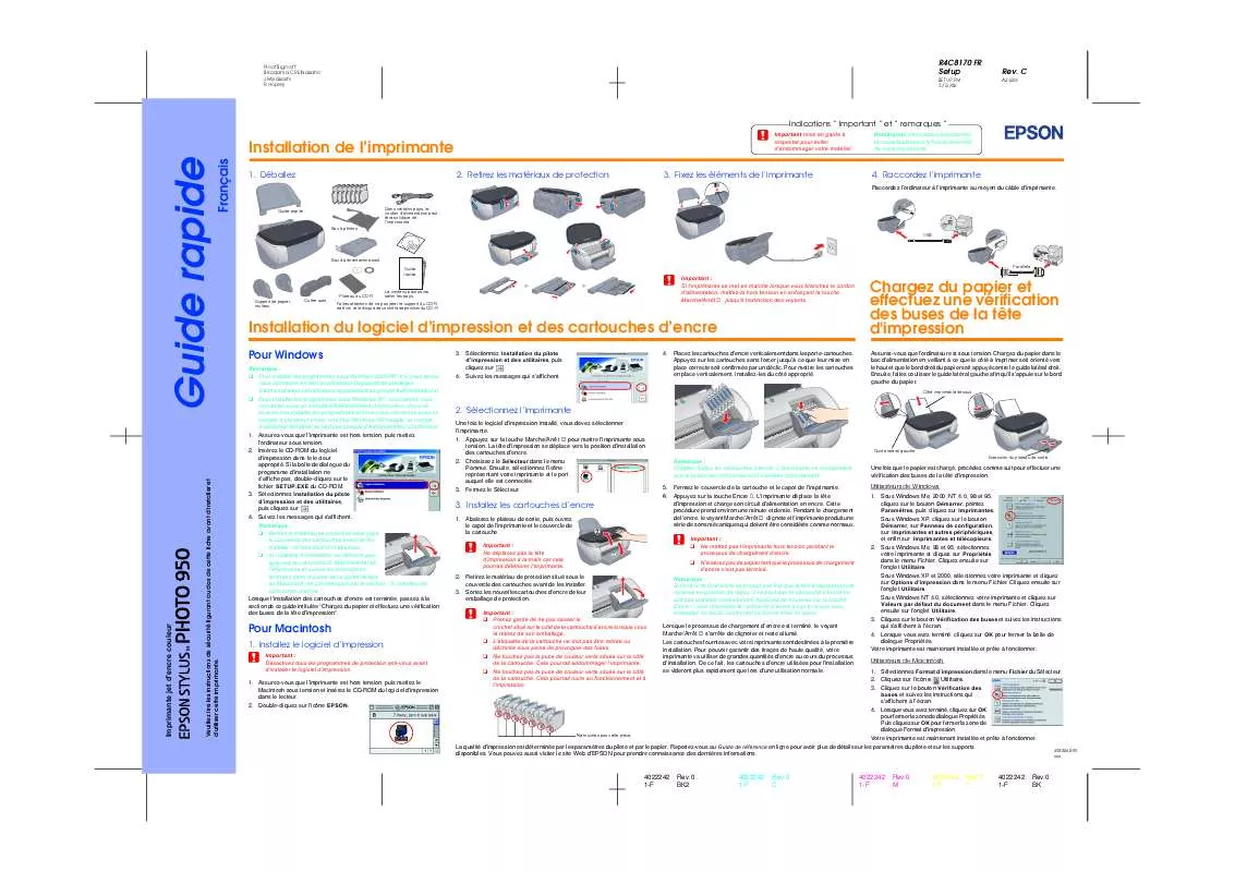 Mode d'emploi EPSON STYLUS PHOTO 950