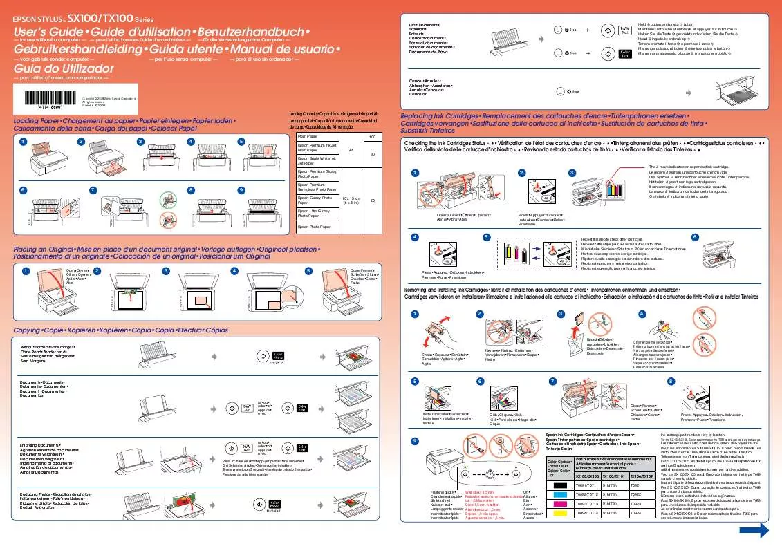 Mode d'emploi EPSON STYLUS TX109