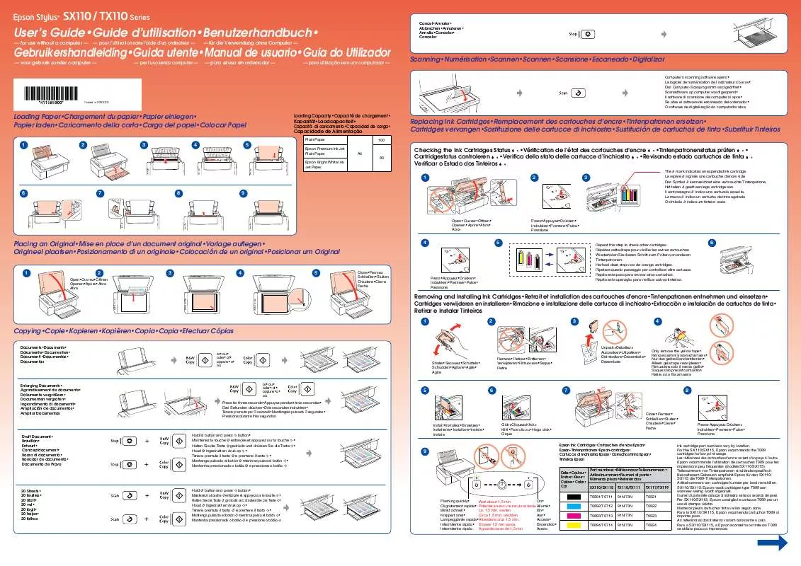 Mode d'emploi EPSON STYLUS TX119