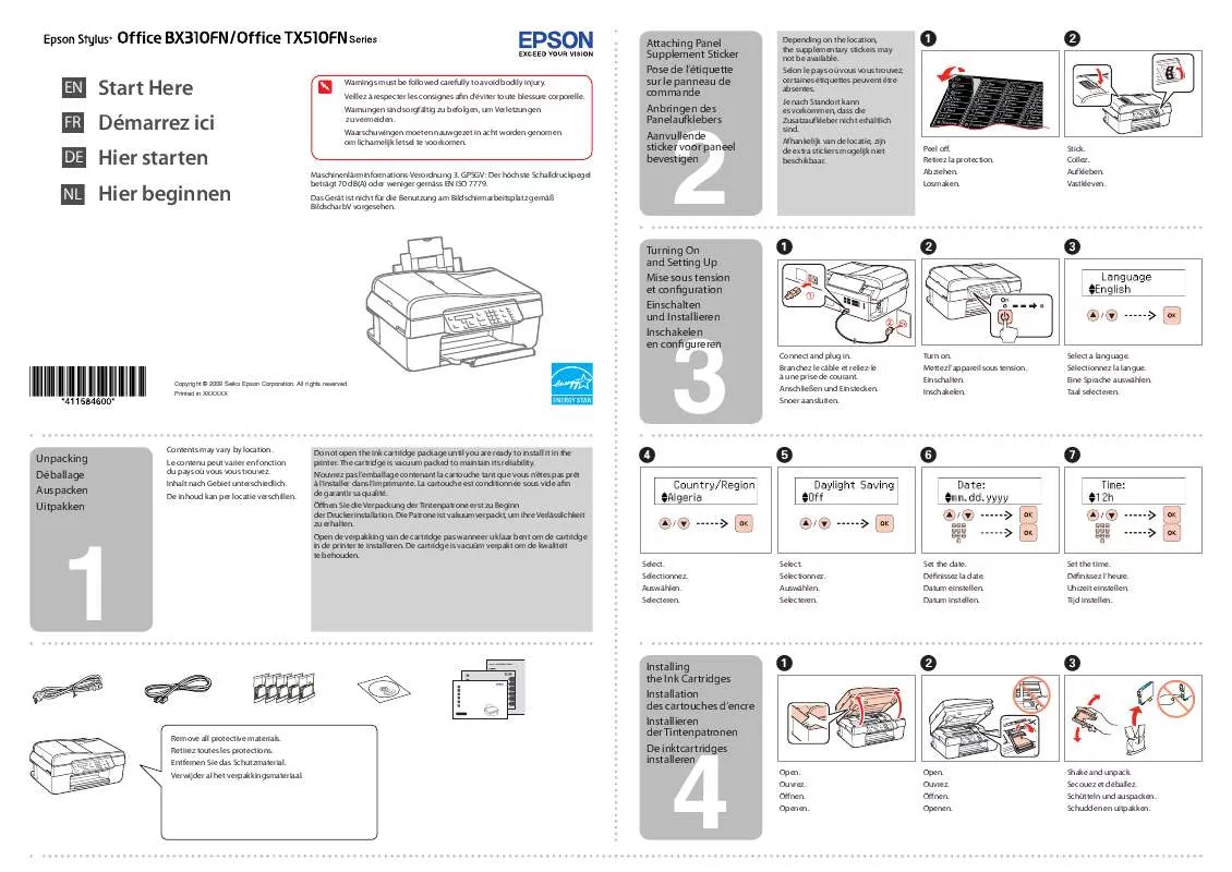 Mode d'emploi EPSON STYLUS OFFICE TX510FN