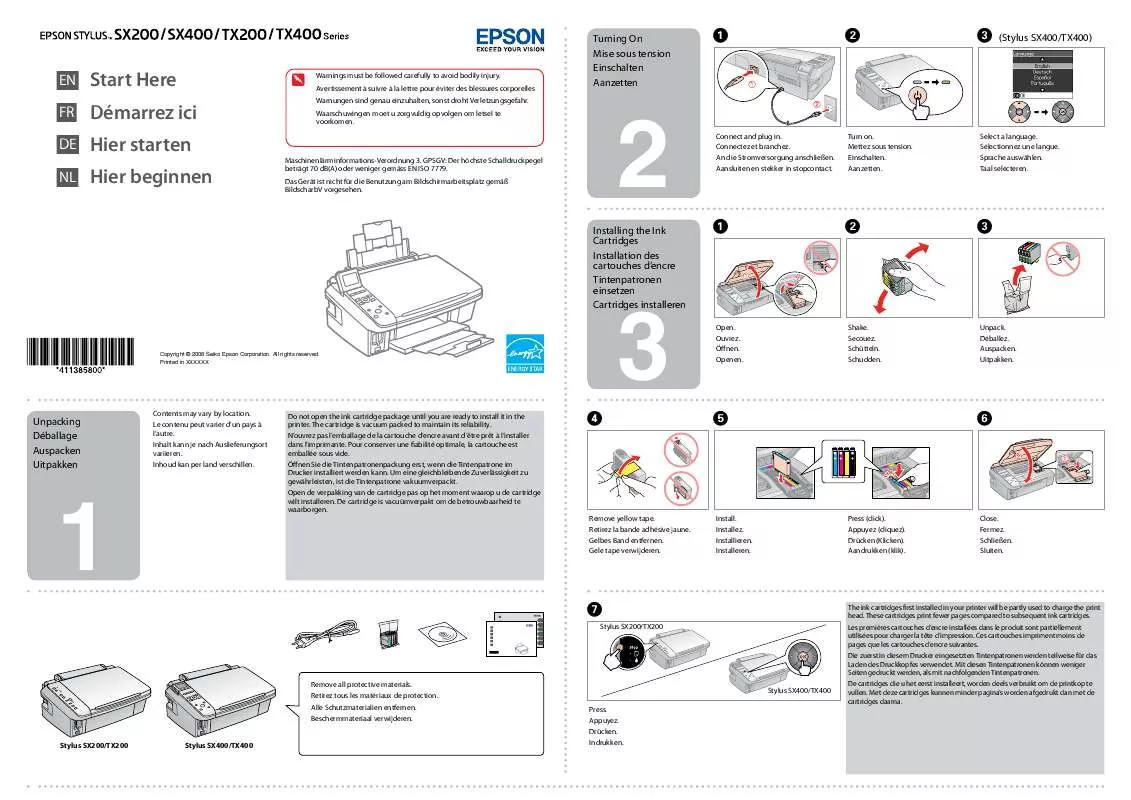 Mode d'emploi EPSON SX200