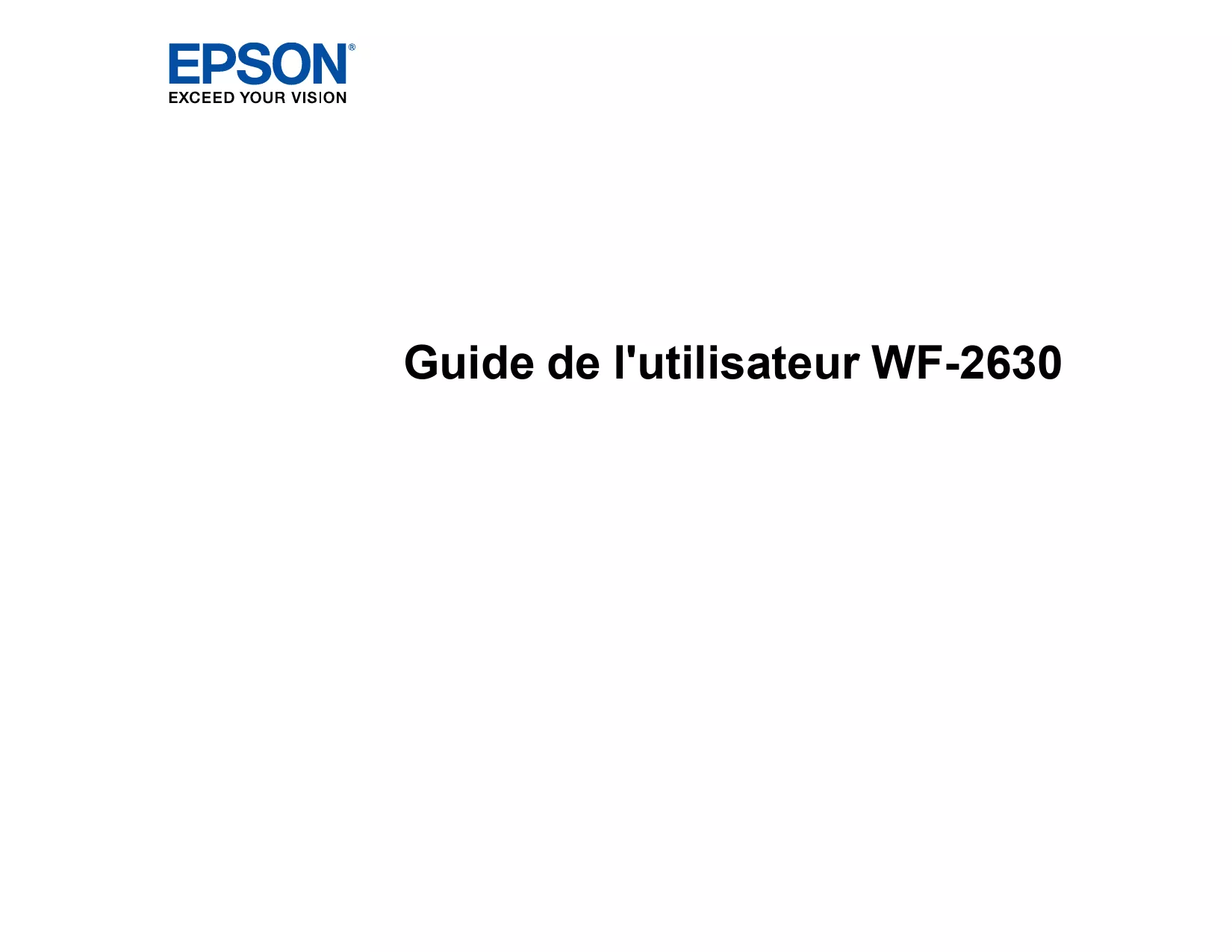 Mode d'emploi EPSON WORKFORCE 2630WF