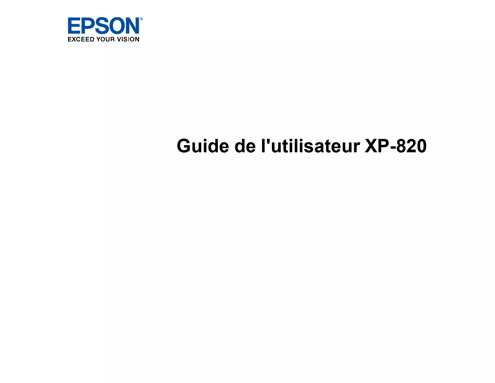 Mode d'emploi EPSON XP 820
