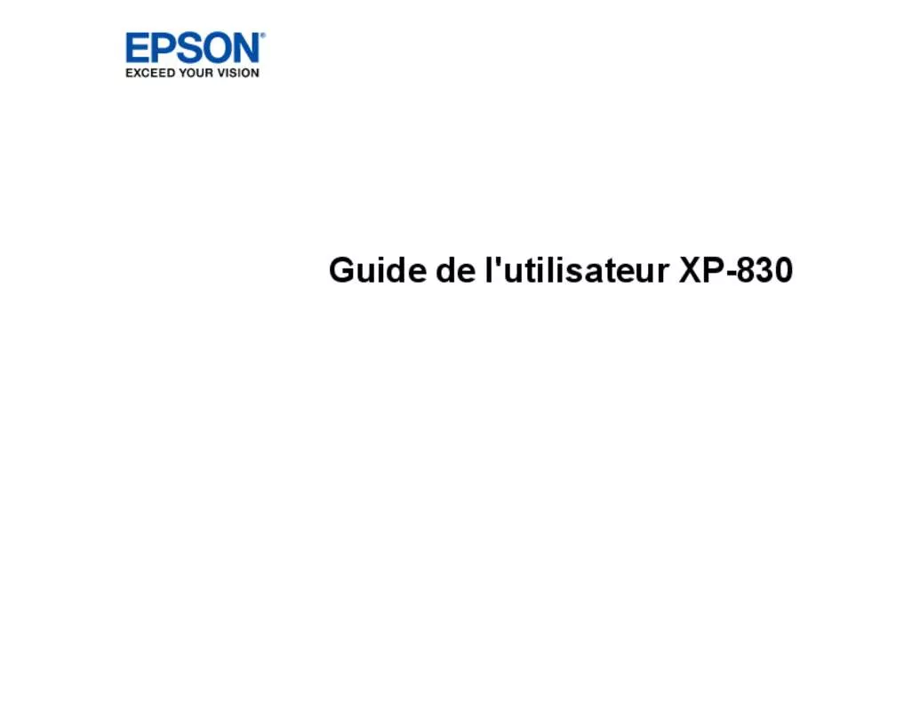 Mode d'emploi EPSON XP 830 & EXPRESSION PREMIUM XP-830