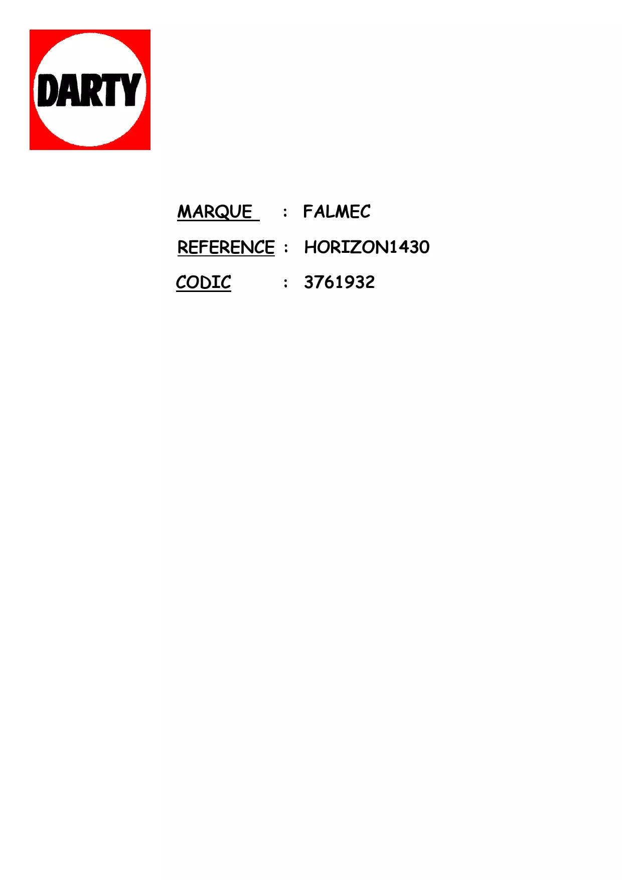 Mode d'emploi FALMEC HORIZON NRS