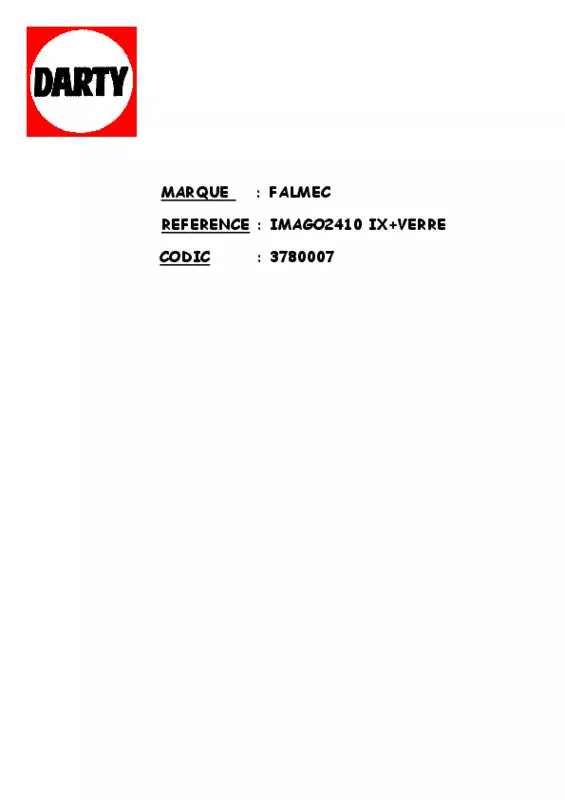 Mode d'emploi FALMEC IMAGO2420 IX+VERRE