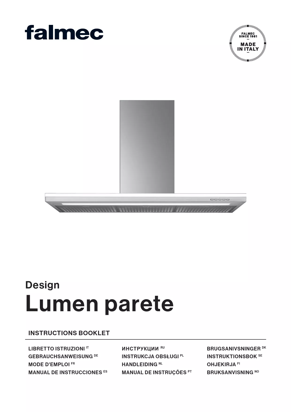 Mode d'emploi FALMEC LUMEN 1630