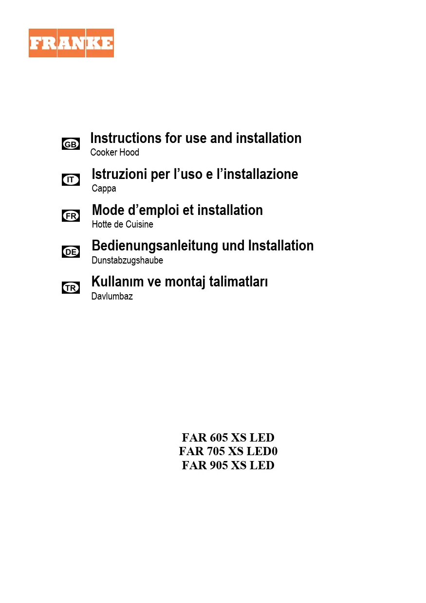 Mode d'emploi FRANKE ARCH FAR 905 XS D