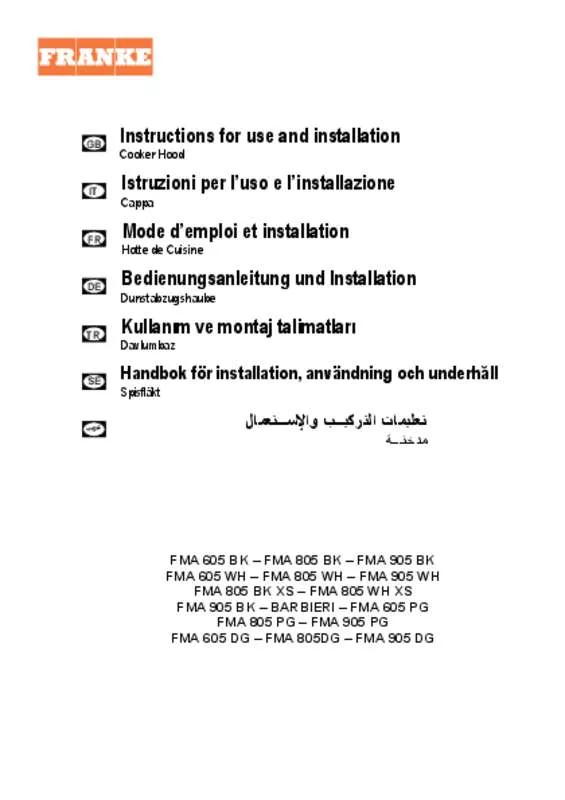 Mode d'emploi FRANKE FFU605BKXS