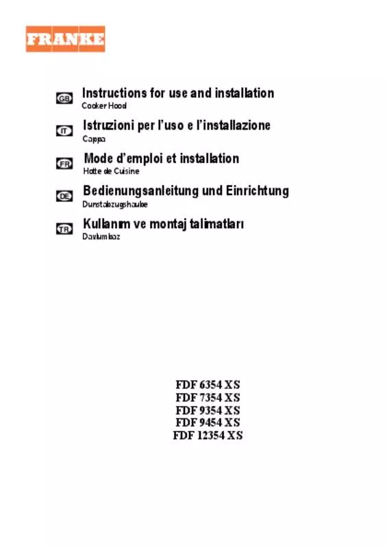 Mode d'emploi FRANKE FORMAT FDF 9557 XS