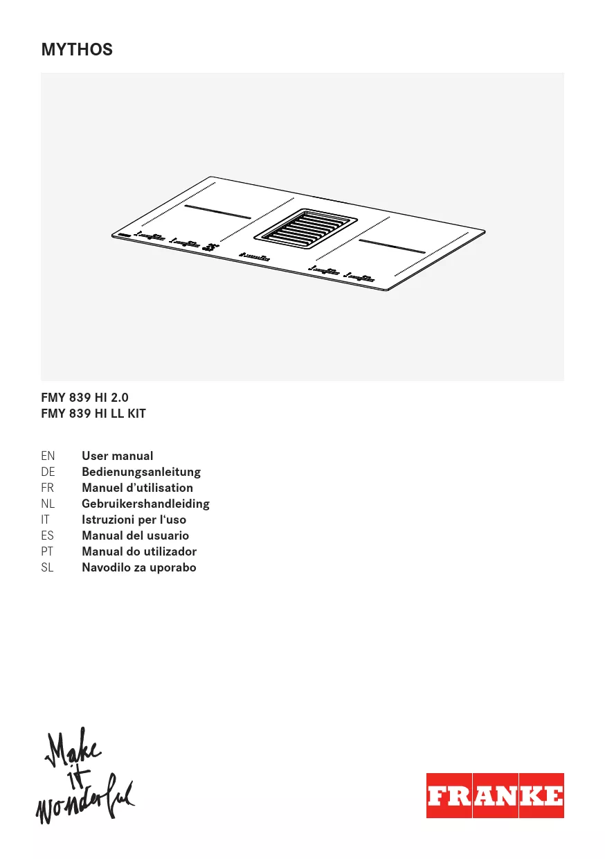 Mode d'emploi FRANKE MYTHOS FMY 839 HI