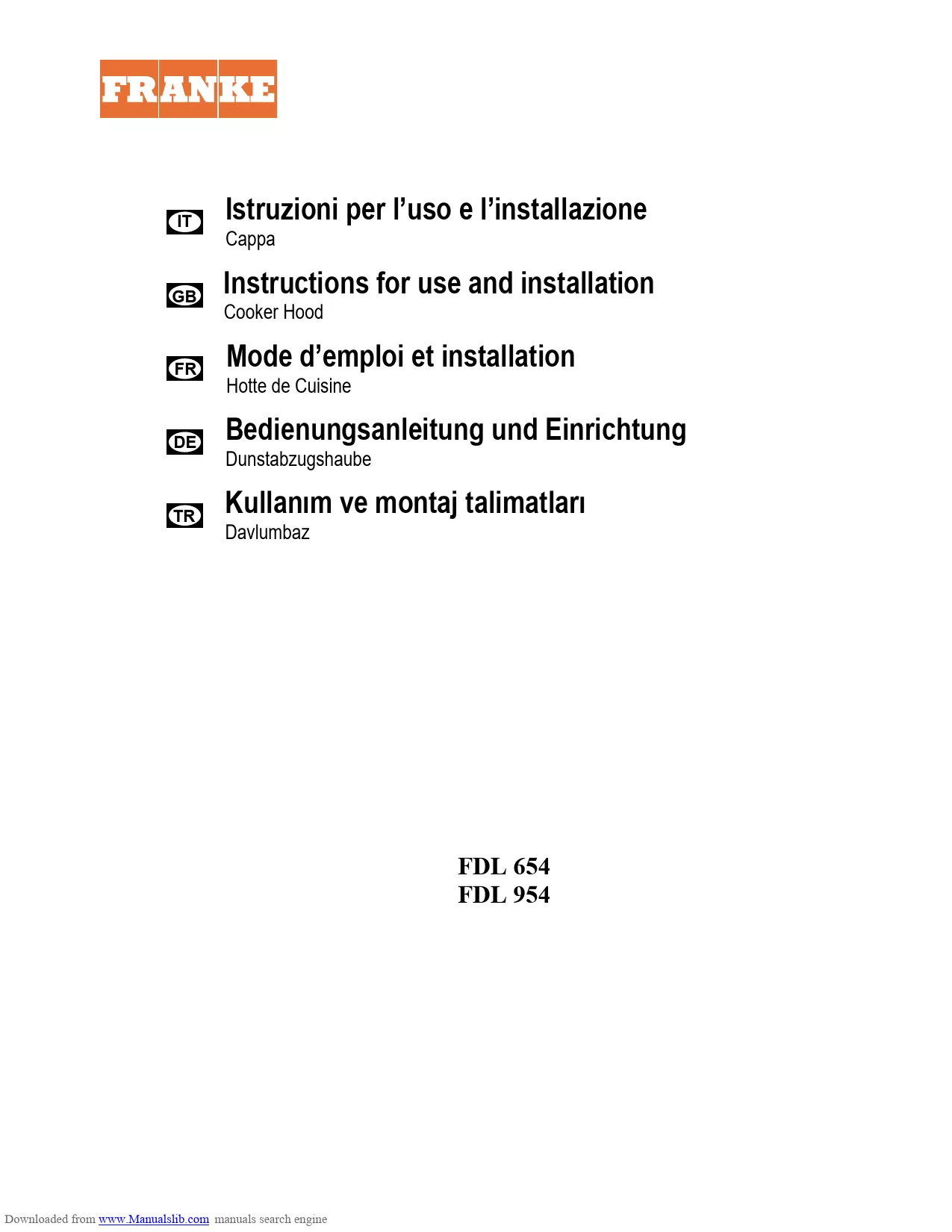 Mode d'emploi FRANKE SIRIO FDS 654 OA