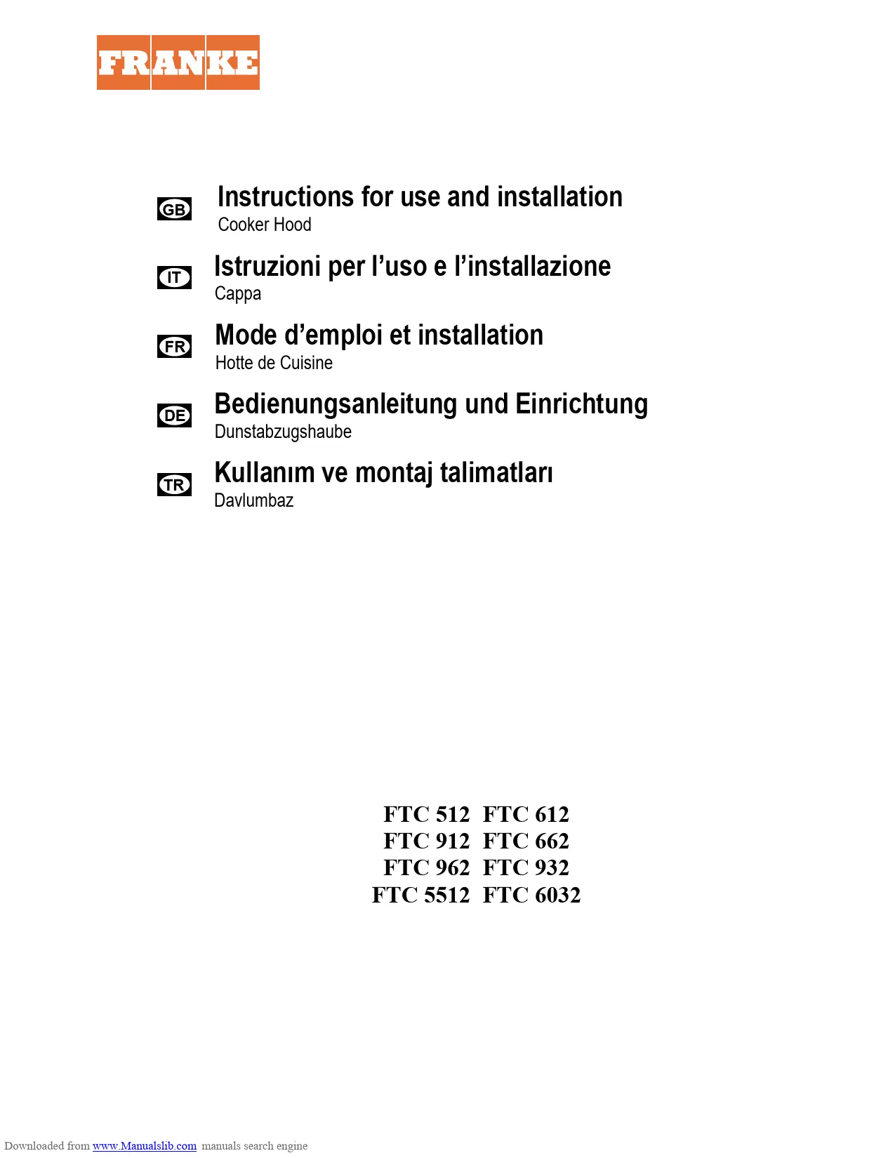 Mode d'emploi FRANKE STEP FSI 612 GR