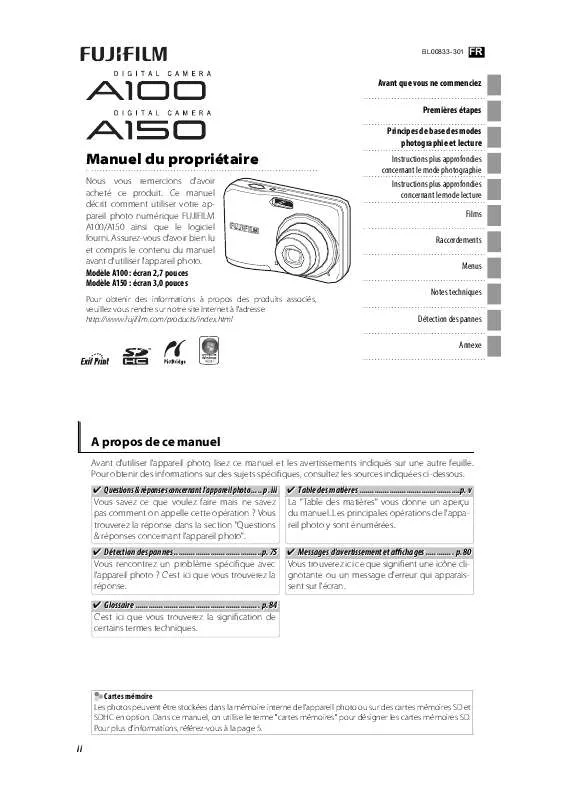 Mode d'emploi FUJIFILM A150