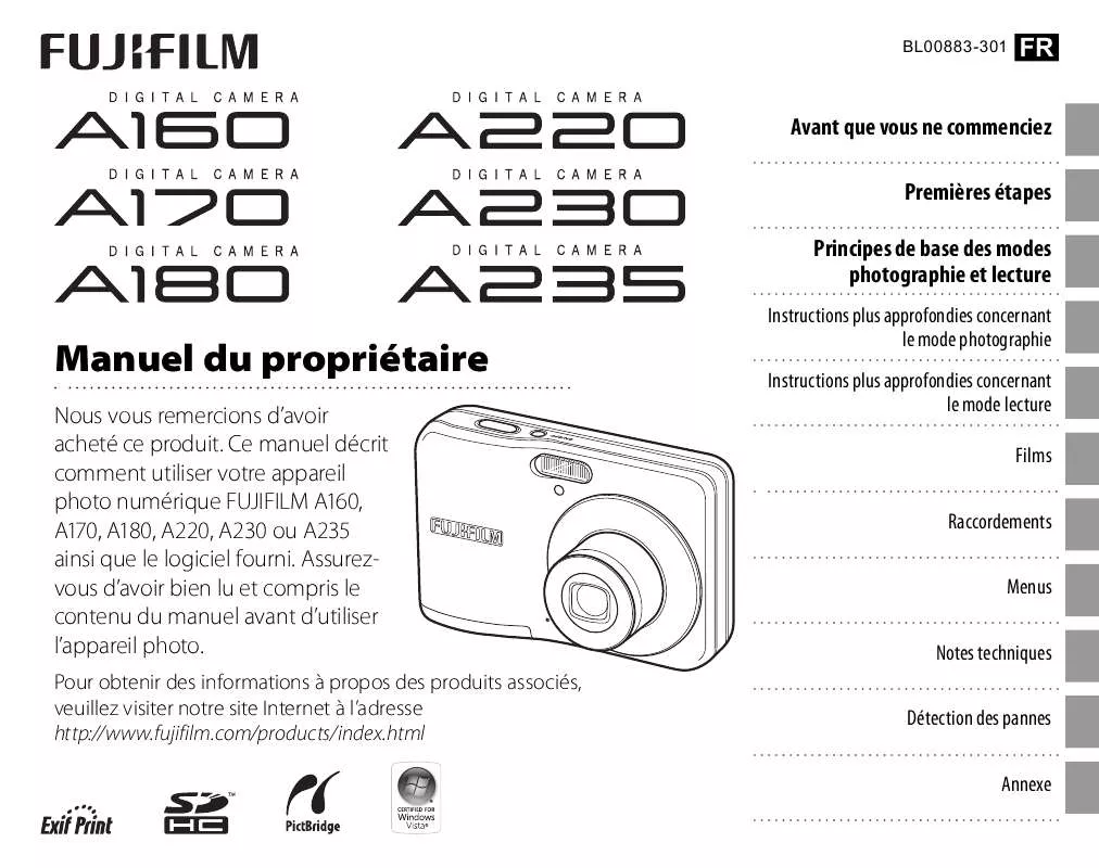 Mode d'emploi FUJIFILM A160