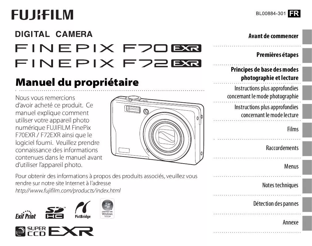 Mode d'emploi FUJIFILM F70EXR