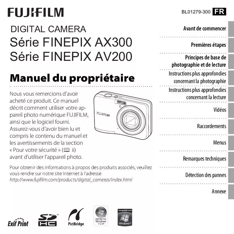 Mode d'emploi FUJIFILM FINEPIX AX330