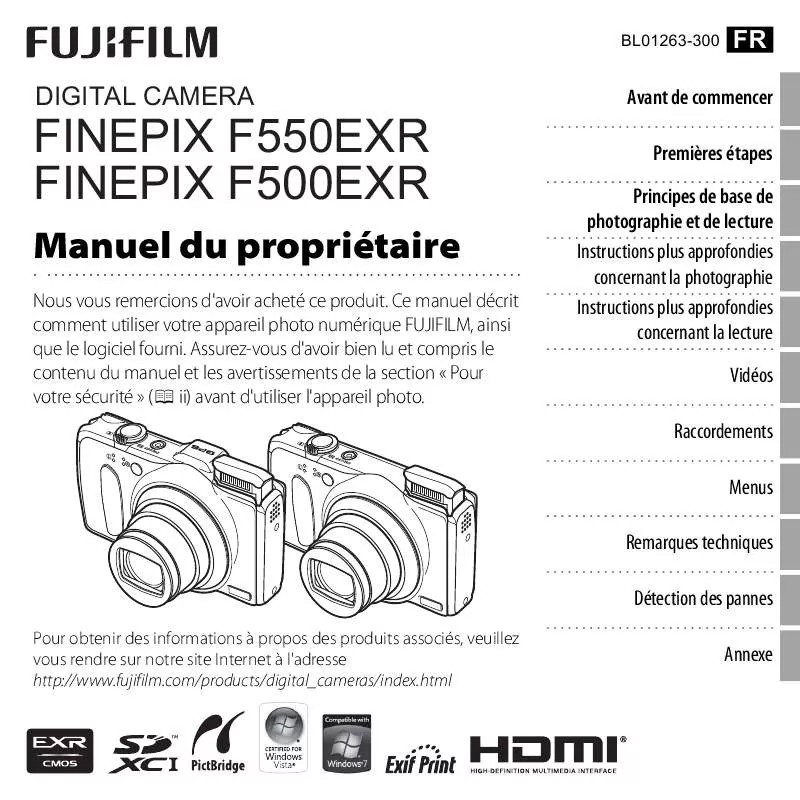 Mode d'emploi FUJIFILM FINEPIX F500EXR