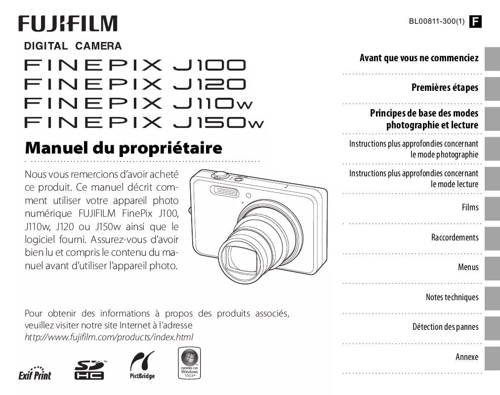 Mode d'emploi FUJIFILM FINEPIX J100