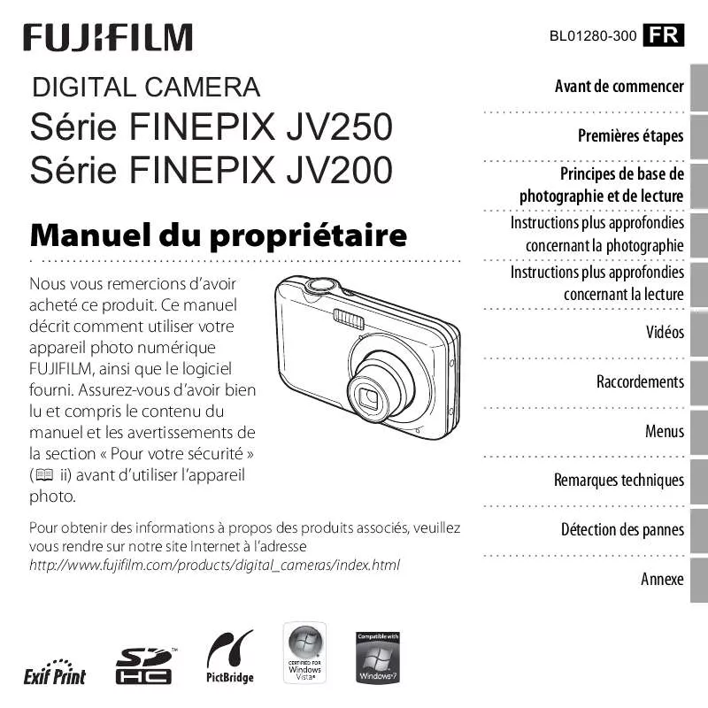 Mode d'emploi FUJIFILM FINEPIX JV200