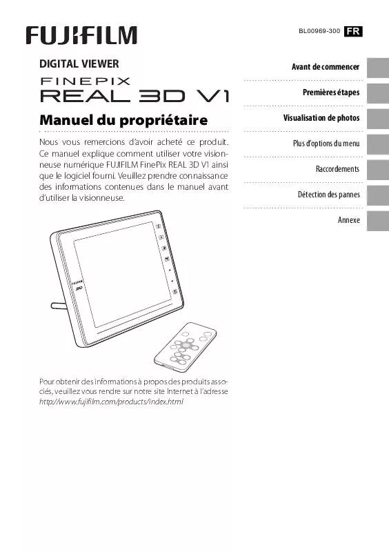 Mode d'emploi FUJIFILM FINEPIX REAL 3D V1