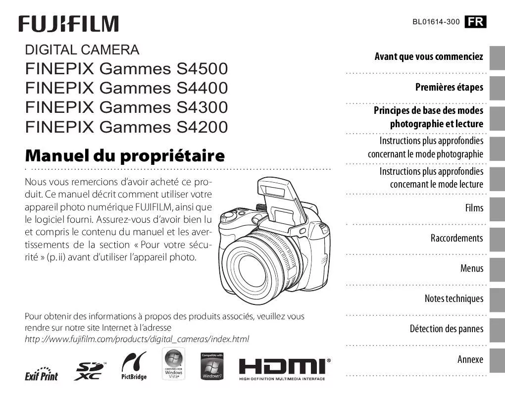 Mode d'emploi FUJIFILM FINEPIX S4300