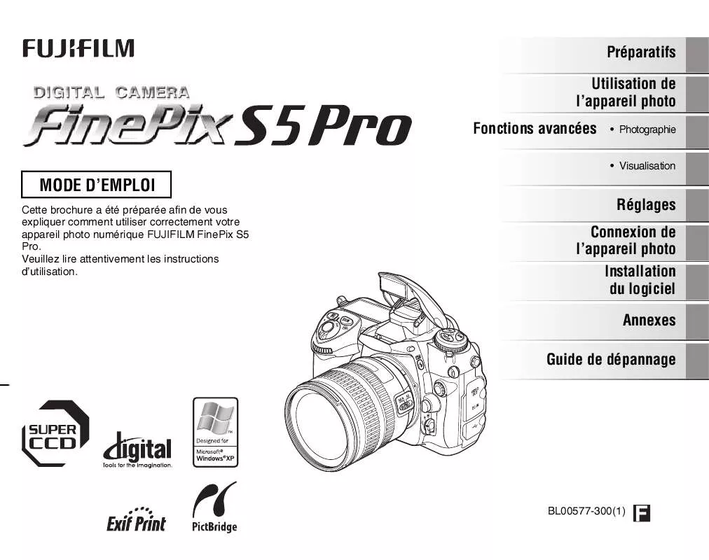 Mode d'emploi FUJIFILM FINEPIX S5 PRO