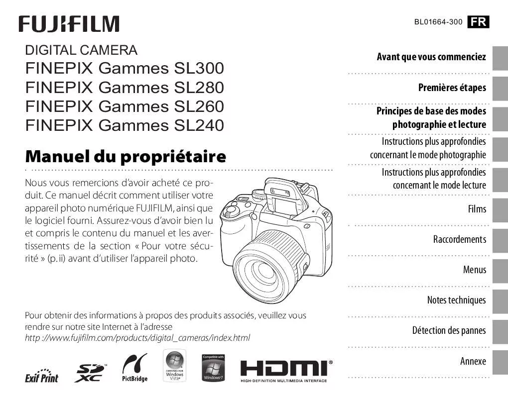 Mode d'emploi FUJIFILM FINEPIX SL 260