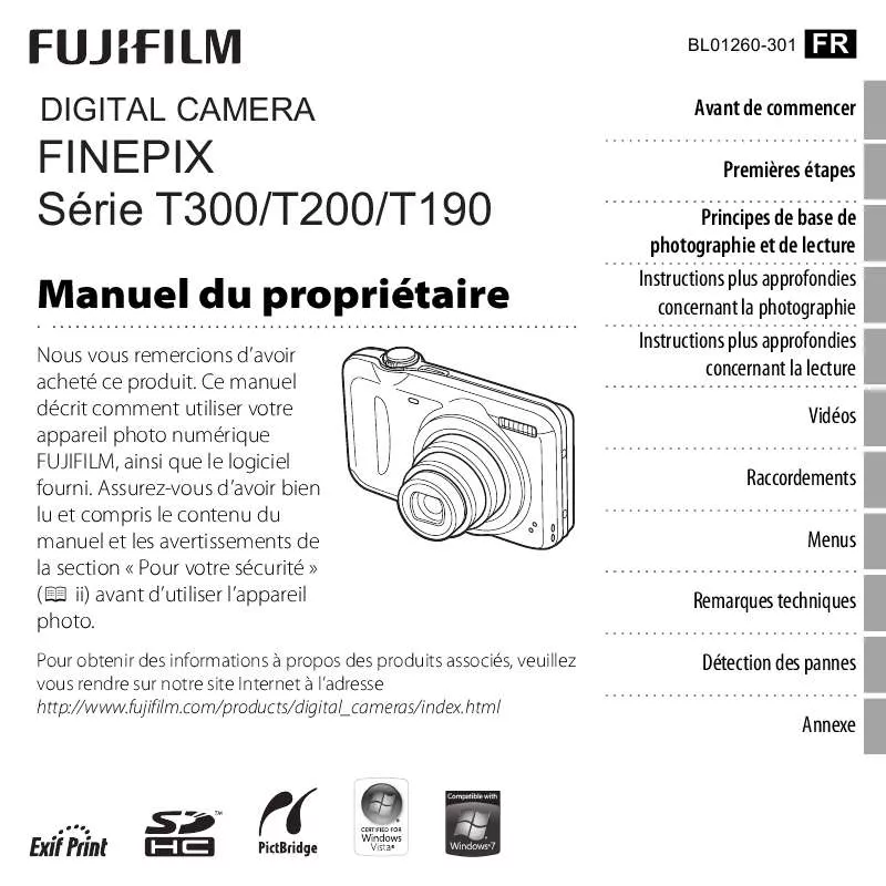 Mode d'emploi FUJIFILM FINEPIX T190