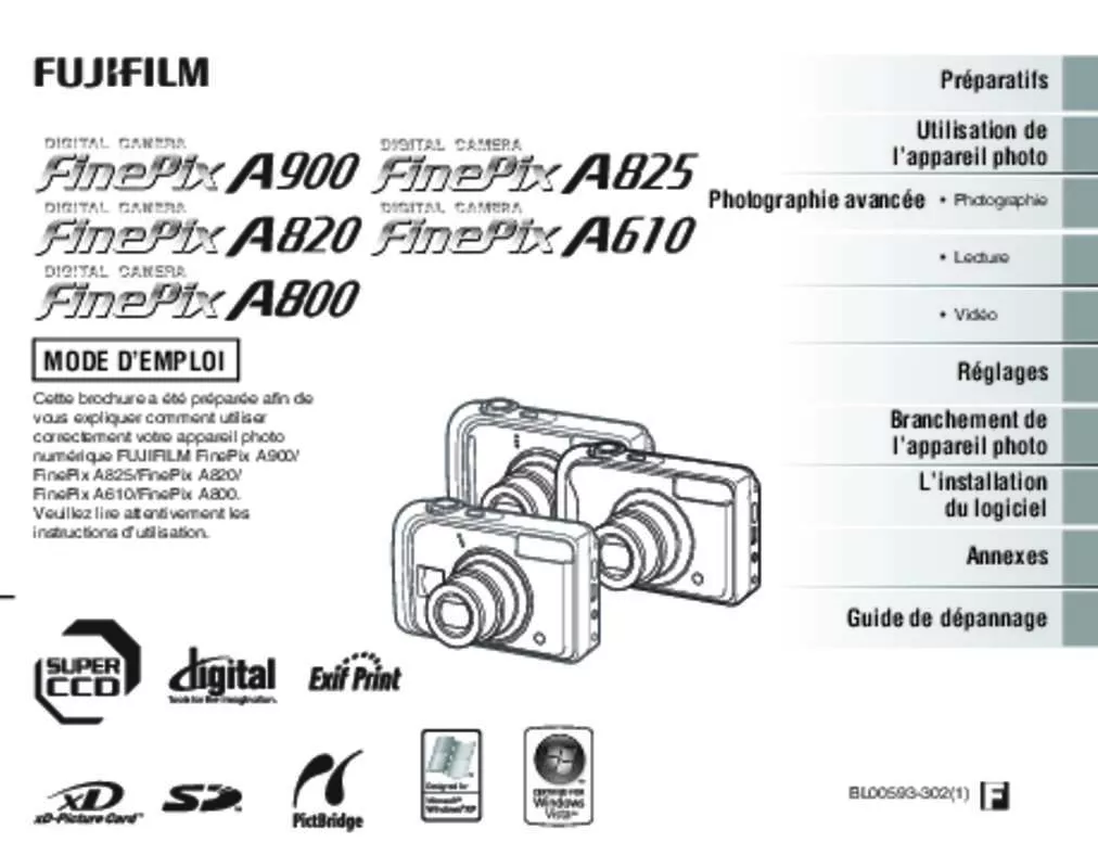 Mode d'emploi FUJIFILM FINEPIX A820