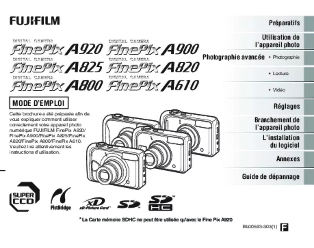 Mode d'emploi FUJIFILM FINEPIX A920