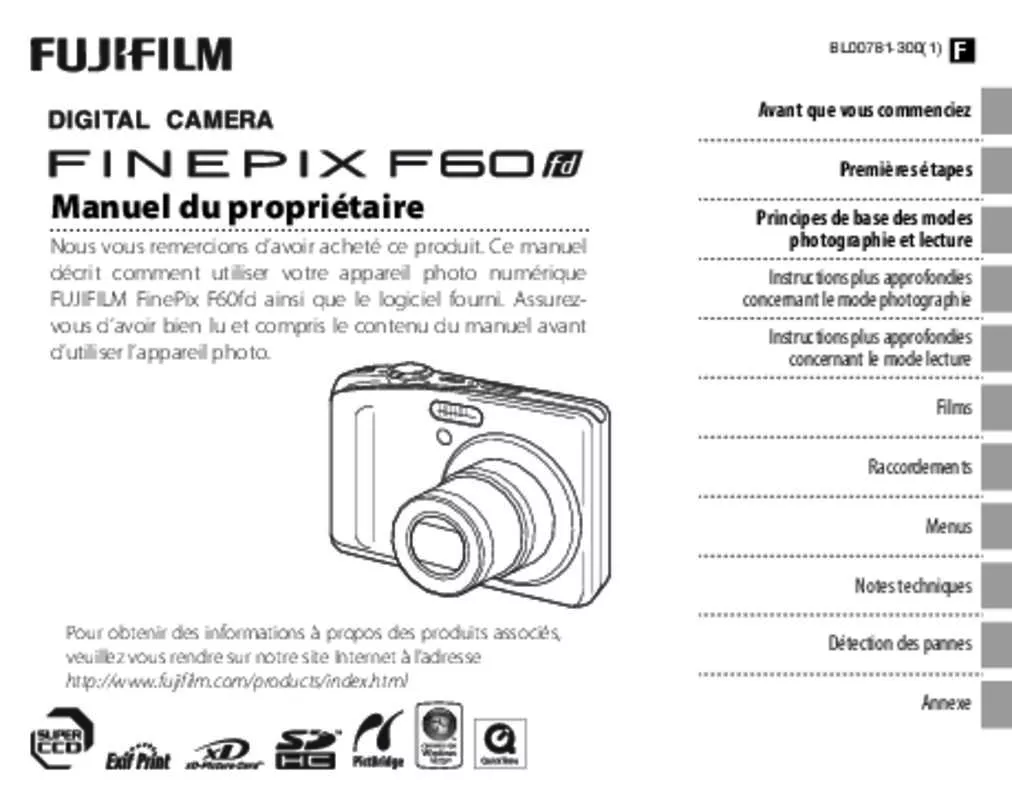 Mode d'emploi FUJIFILM FINEPIX F60FD