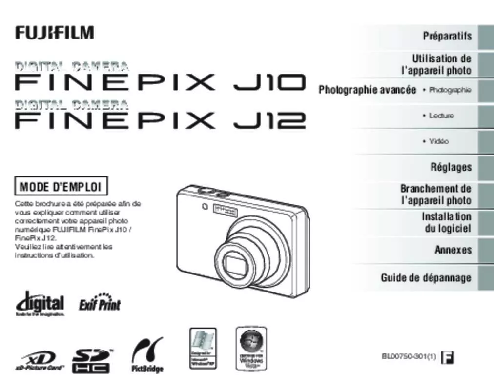 Mode d'emploi FUJIFILM FINEPIX FINEPIX J12