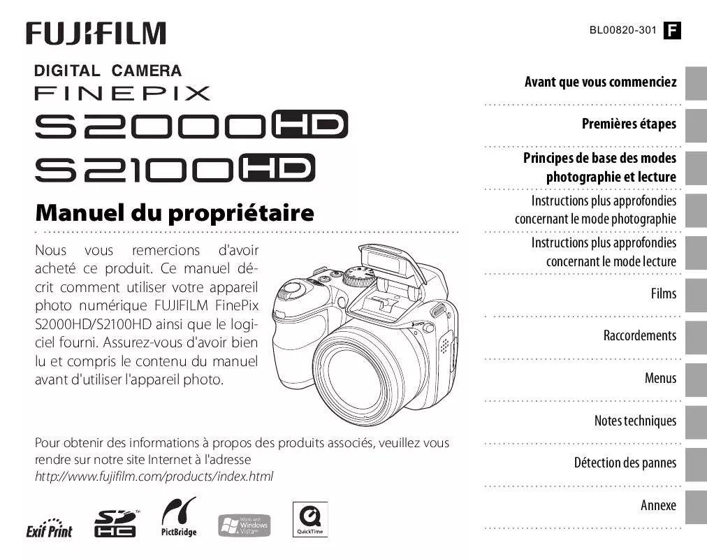 Mode d'emploi FUJIFILM FINEPIX S2000 HD