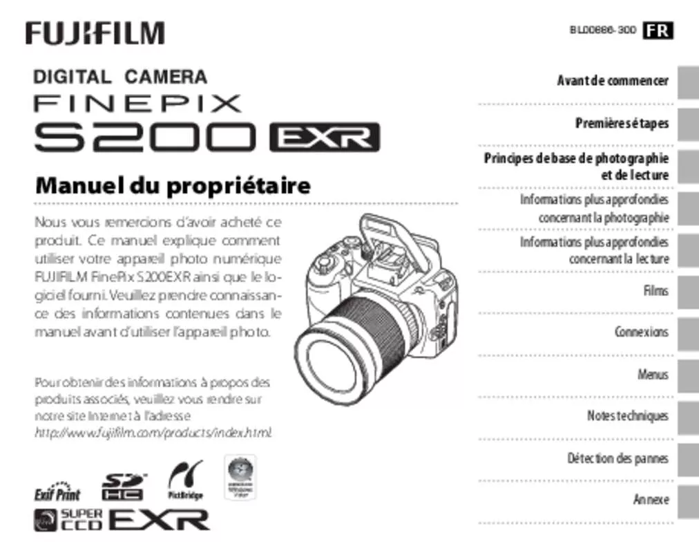 Mode d'emploi FUJIFILM FINEPIX S200EXR