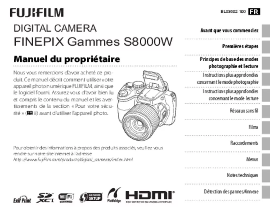 Mode d'emploi FUJIFILM FINEPIX S8400W