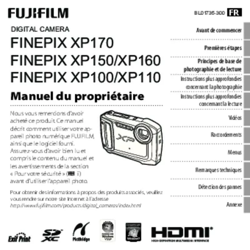 Mode d'emploi FUJIFILM FINEPIX XP170