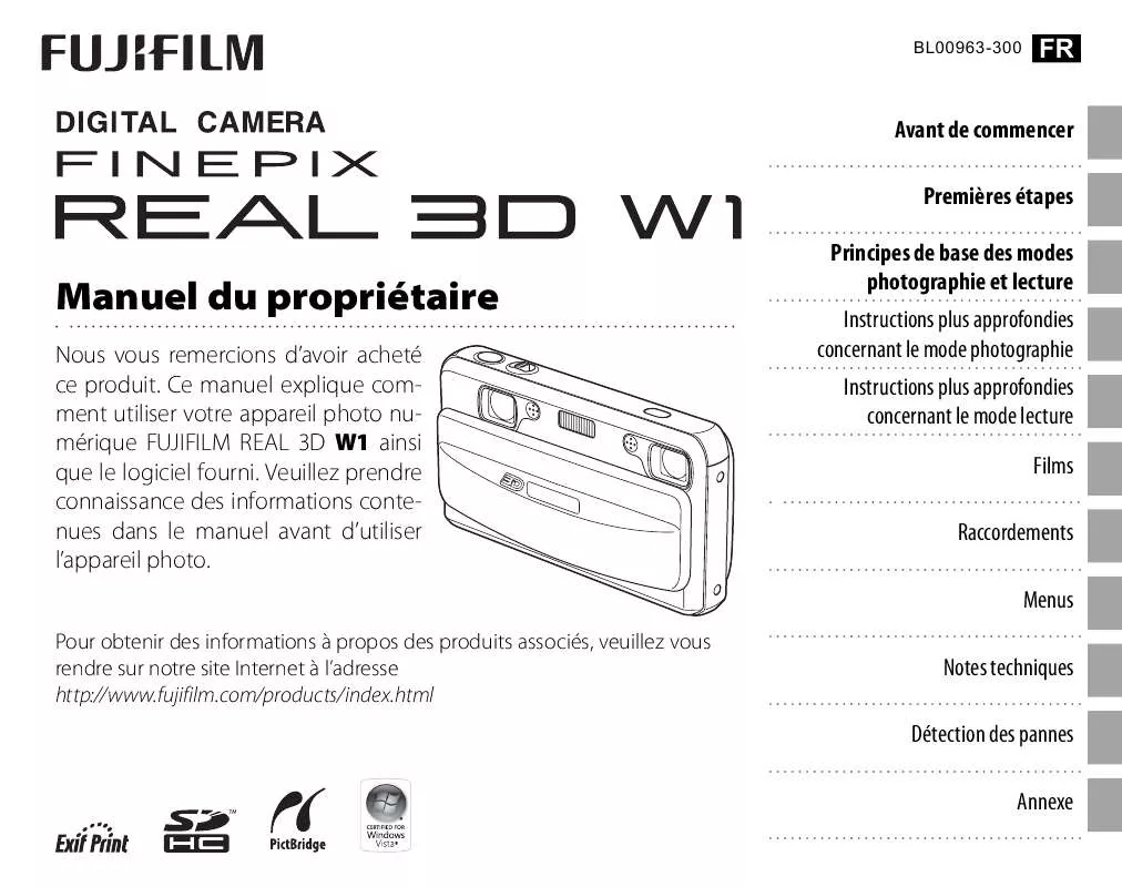 Mode d'emploi FUJIFILM REAL 3D W1