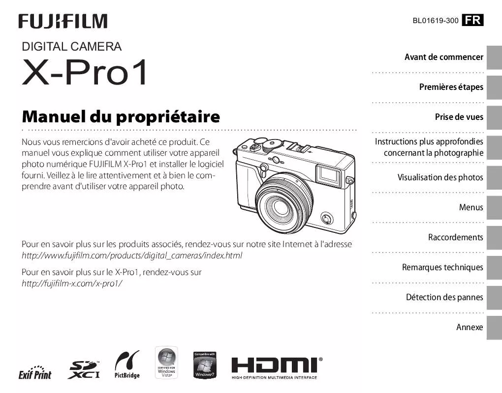 Mode d'emploi FUJIFILM X-PRO1