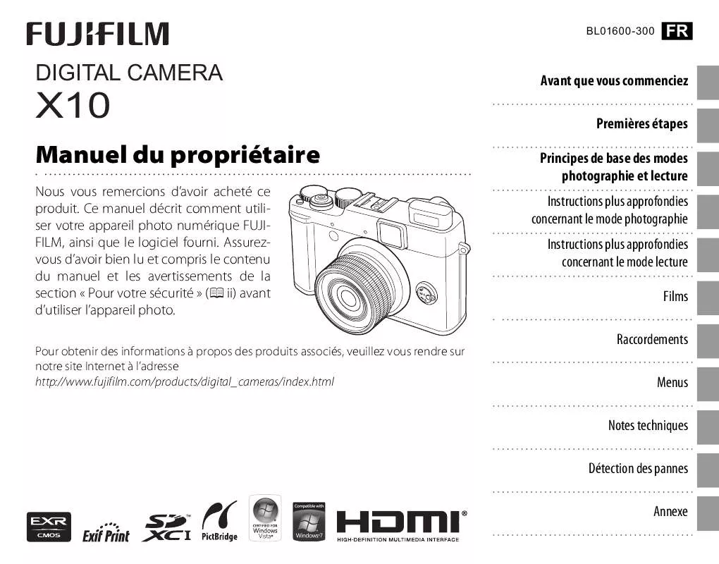 Mode d'emploi FUJIFILM X10