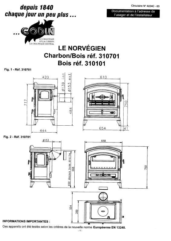 Mode d'emploi GODIN 310701 NORVEGIEN