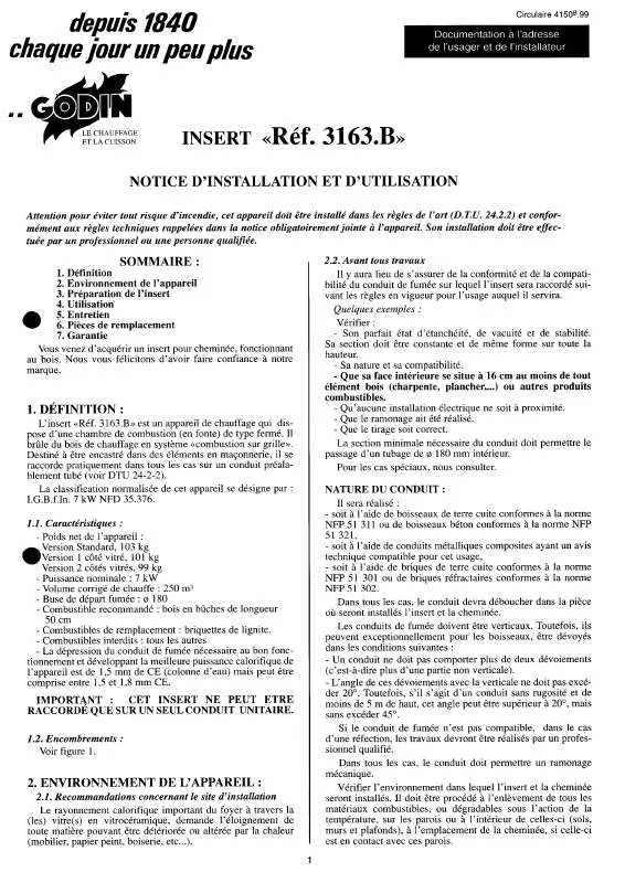 Mode d'emploi GODIN 3163.B INSERT