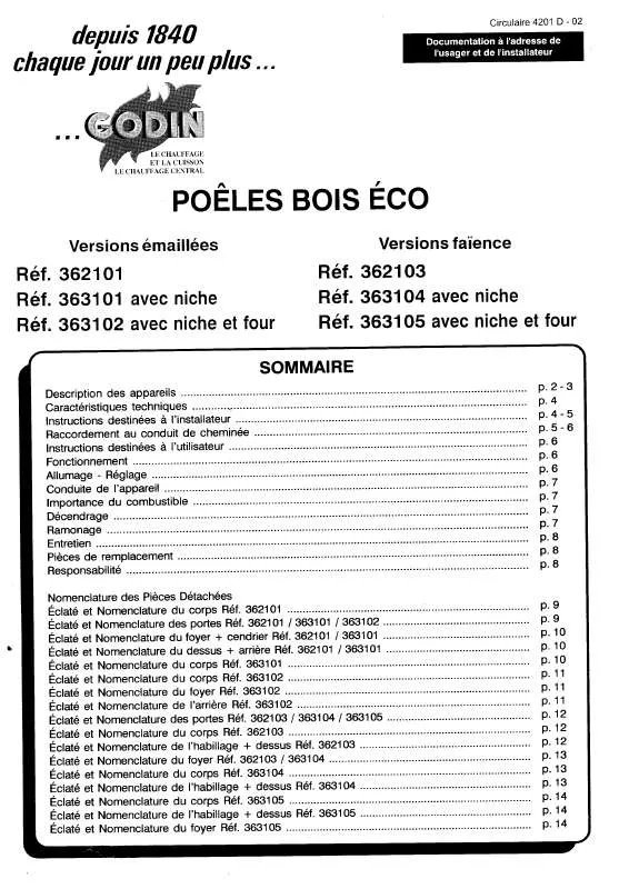 Mode d'emploi GODIN 362101 ECO