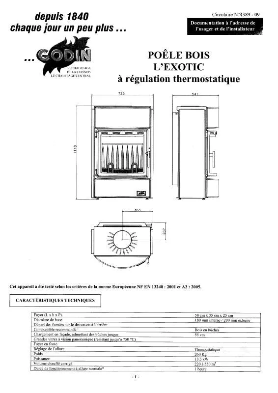 Mode d'emploi GODIN 364118 EXOTIC